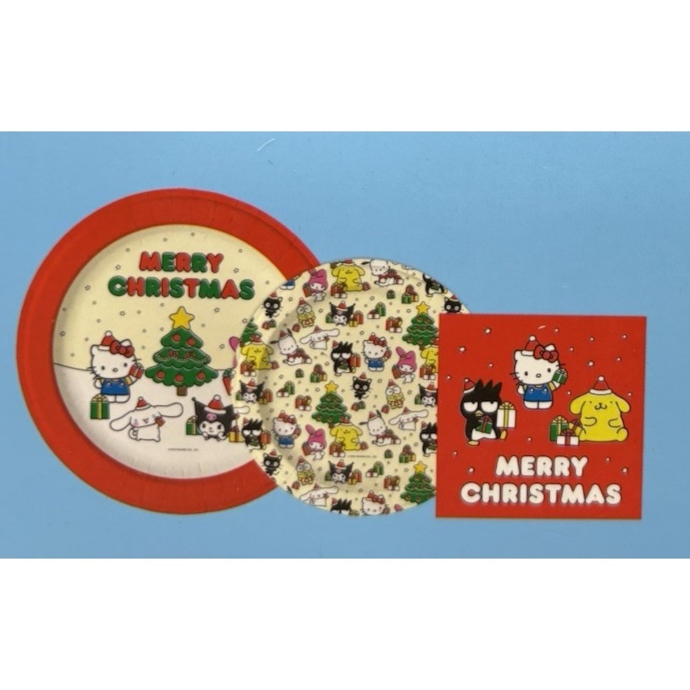 Hello Kitty Paper Tableware Party Set Merry Christmas Tree Gifts NEW In Box - Picture 3 of 5